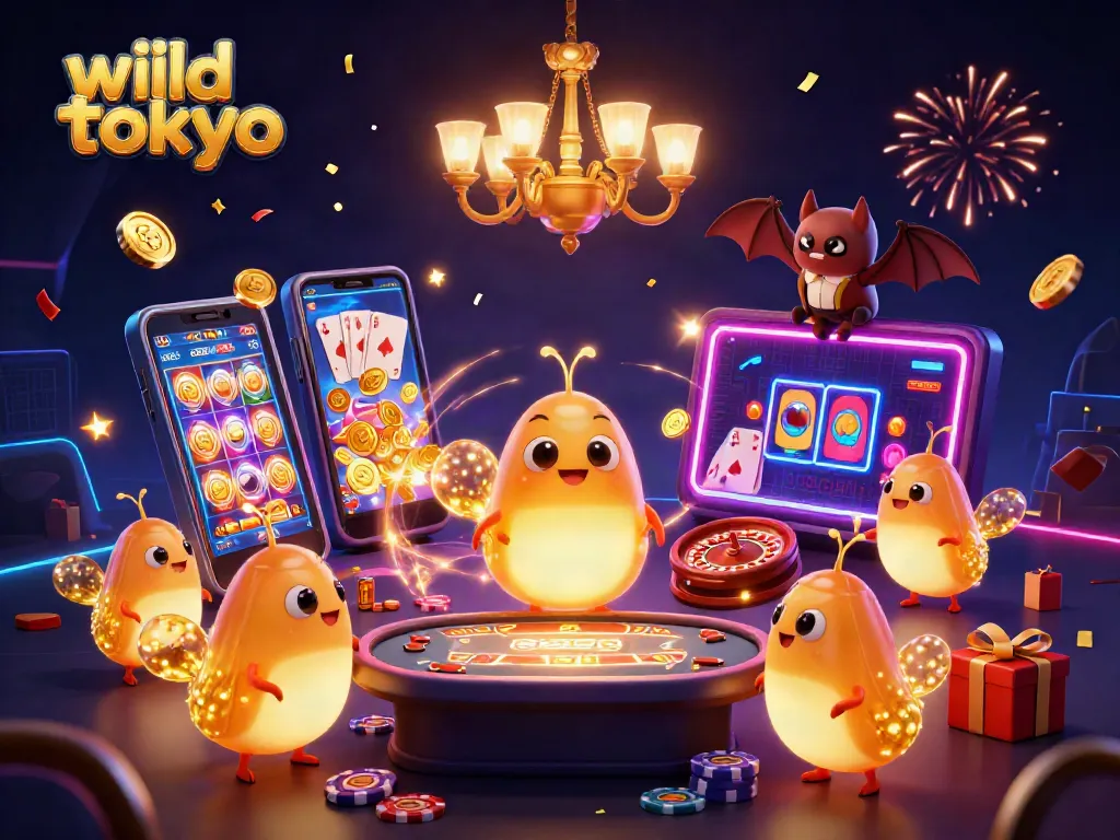 Play exciting games in wild tokyo's vibrant casino illuminated by glowworms.